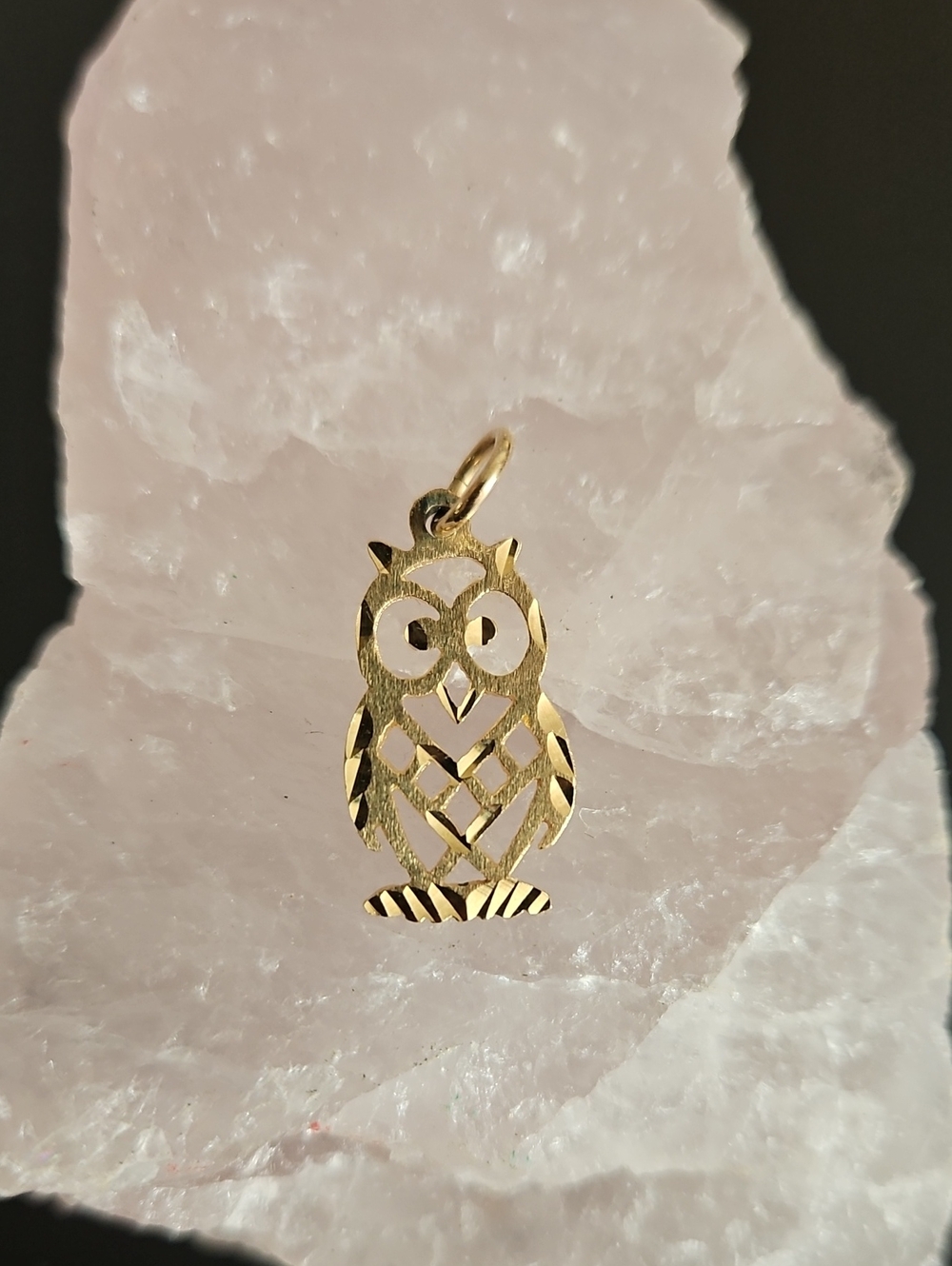 Vintage SARO 10K Gold Owl Cutout Pendant Charm - Women Jewelry